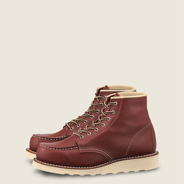 Red Wing Heritage Boots Womens Burgundy - 6-inch Classic Moc - Short Atanado Leather - 2841376-VZ